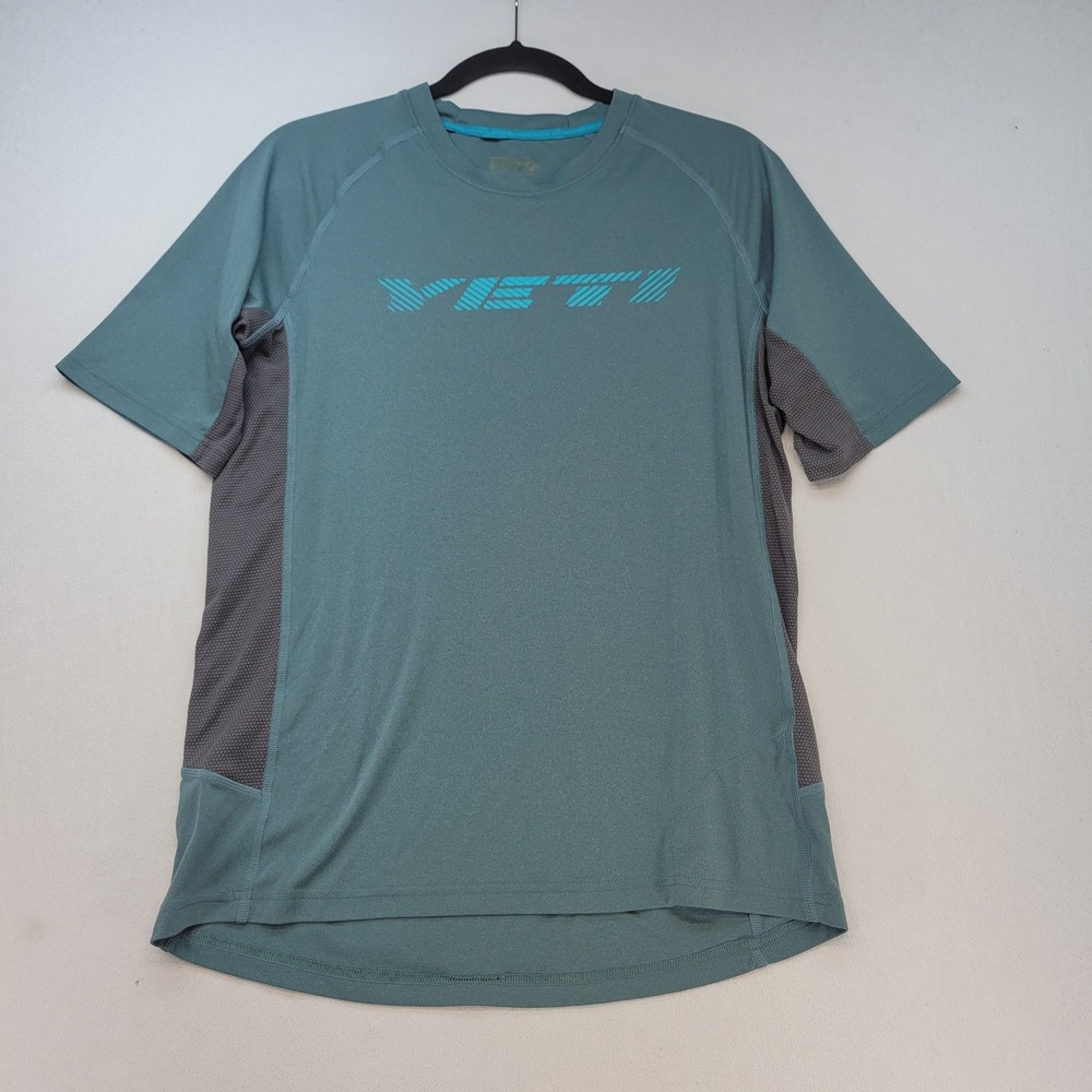 Yeti MTB Jersey Mens Small Teal Gray Short Sleeve Mountain Bike Shirt YT9707